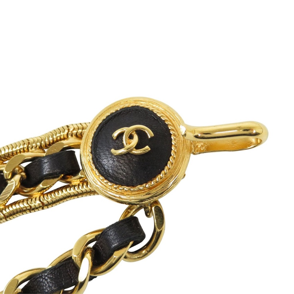 Authentic CHANEL 1990s NEW vintage triple leather chain belt clover charm RARE - Picture 9 of 15